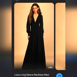 Lulus | Dresses | Black Lulus Long Sleeve Backless Formal Dress